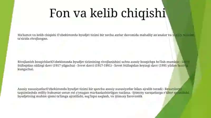 Byudjet tizimining rivojlanish bosqichlari 2