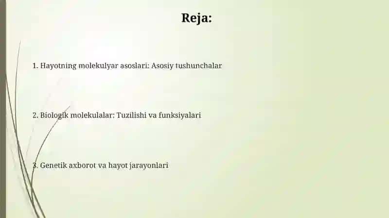 Hayotning Molekulyar asoslar 2