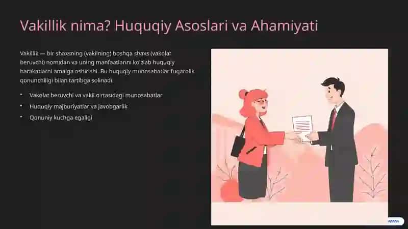 Vakillik va ishonchnoma: Asosiy Tushunchalar va Qo'llanish 2