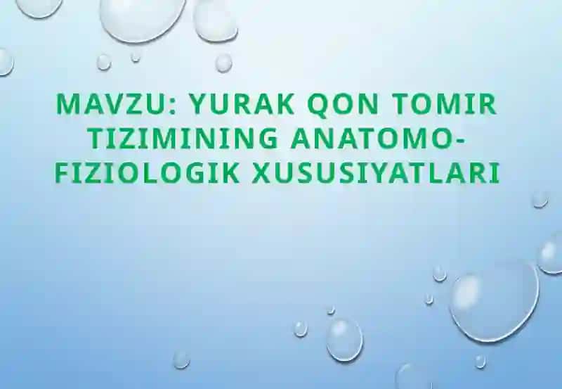 YURAK QON TOMIR TIZIMINING ANATOMO-FIZIOLOGIK XUSUSIYATLARI 2