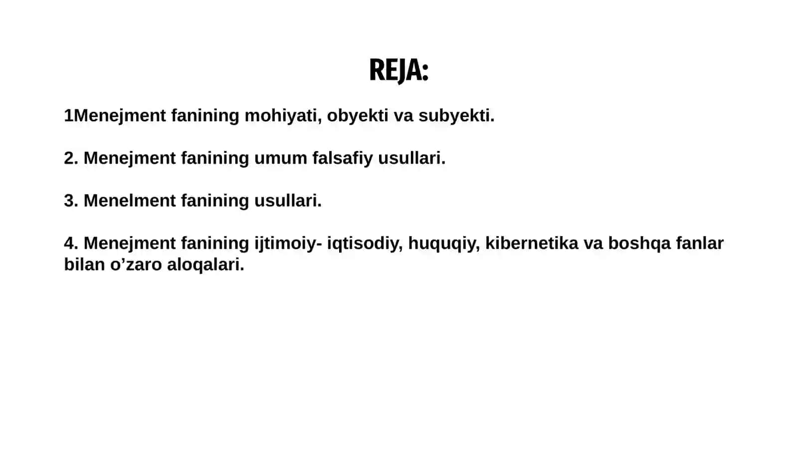 MENEJMENT" FANINING PREDMETI, OBYEKTI VA METODI 2