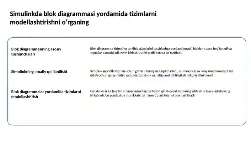 Simulinkda blok diagrammasi yordamida tizimlarni modellashtirish 2