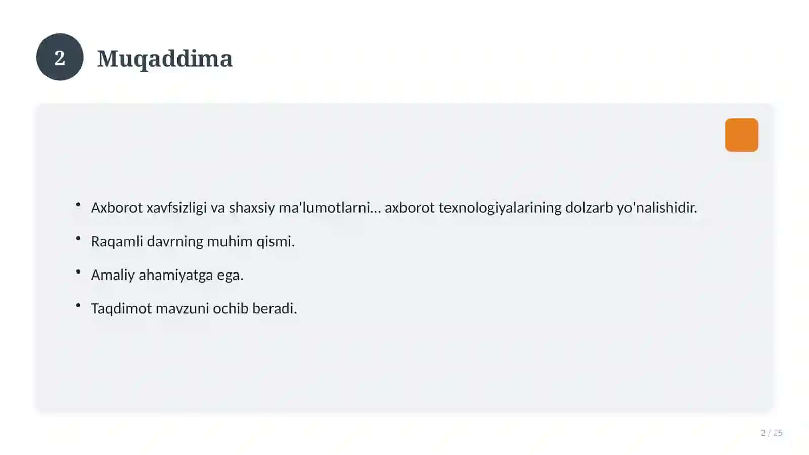 Axborot xavfsizligi va shaxsiy ma'lumotlarni himoyalash 2