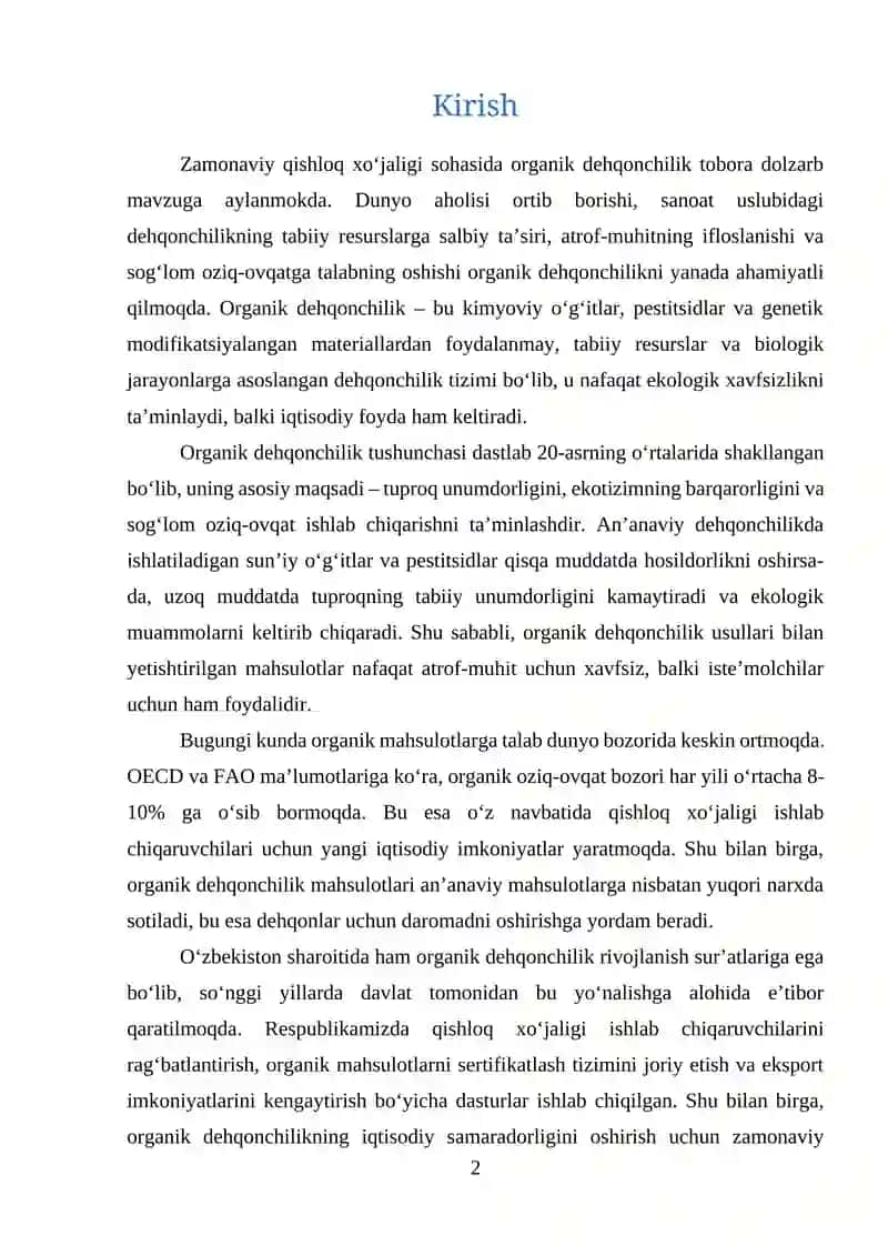ORGANIK DEHQONCHILIKNING IQTISODIY AFZALLIKLARI 2