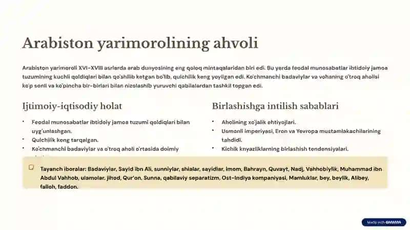 XVI-XVIII asrlarda Arab mamlakatlari 2