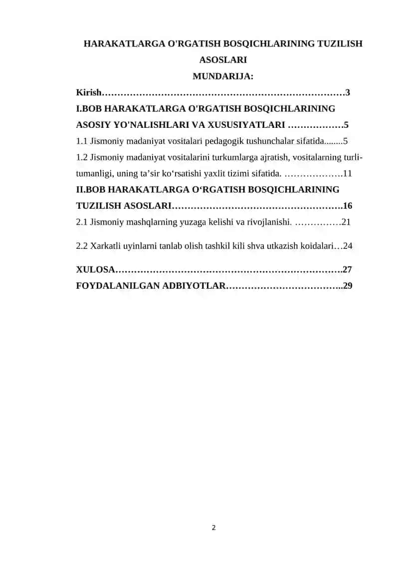 HARAKATLARGA O'RGATISH BOSQICHLARINING TUZILISH ASOSLARI 2