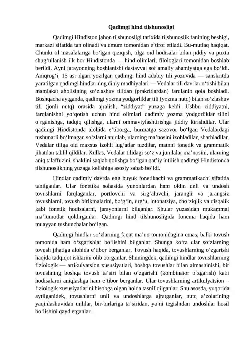 TILSHUNOSLIK FANI TARIXI. QADIMGI HIND, XITOY, GREK, RIM TILSHUNOSLIGI 2