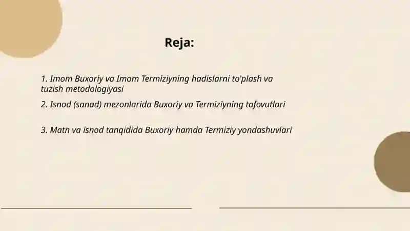 Imom Buxoriy va Imom Termiziyning hadis ilmiga qo'shgan hissalarini qiyosiy tahlili 2