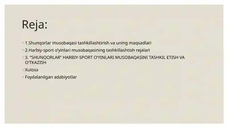 SHUNQORLAR HARBIY-SPORT O‘YINLARI MUSOBAQASINI TASHKIL ETISH VA O‘TKAZISH 2