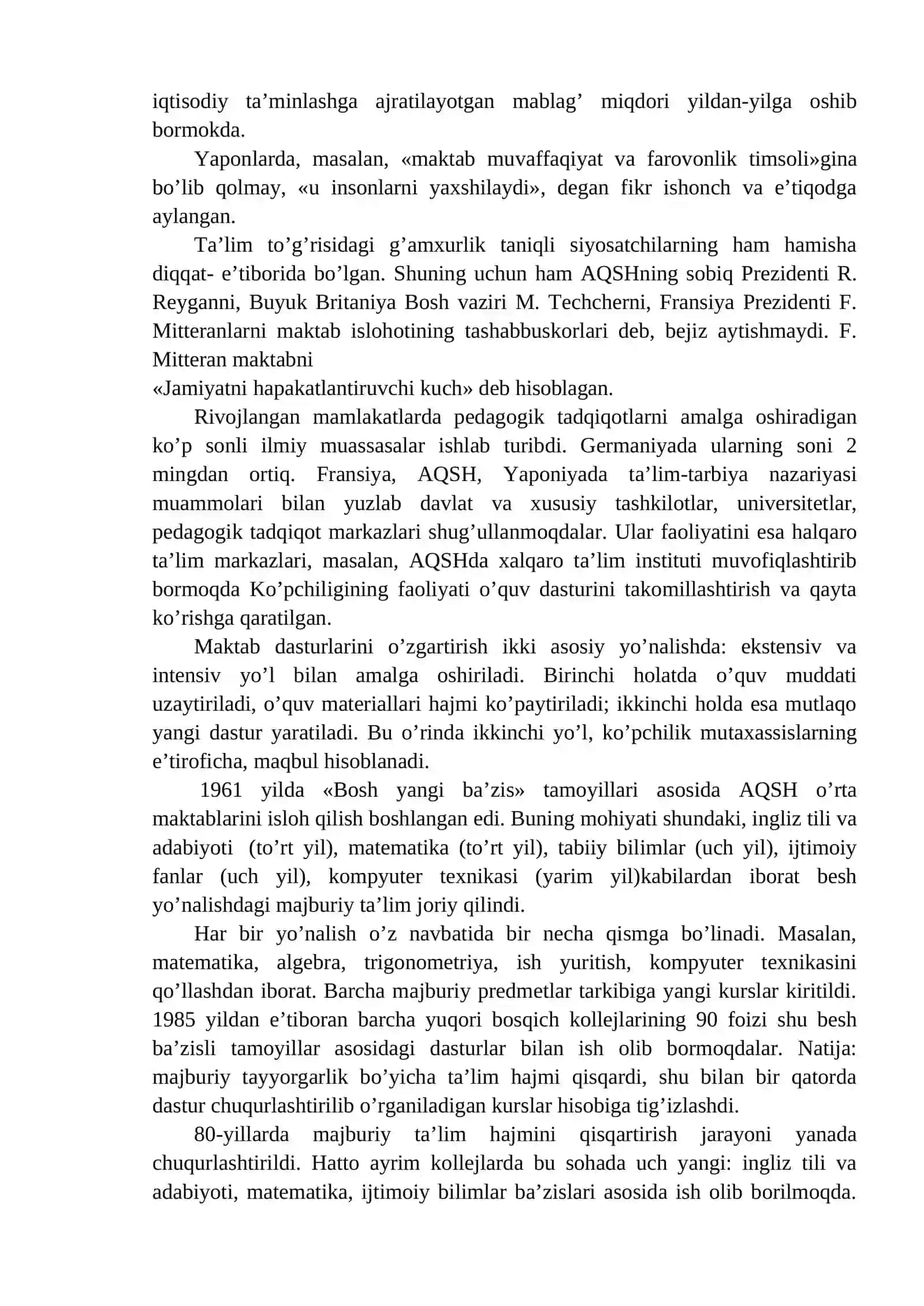 Jahon mamlakatlarida pedagog kadrlarga bo’lgan ehtiyoj va ularni tayyorlash masalalari 2