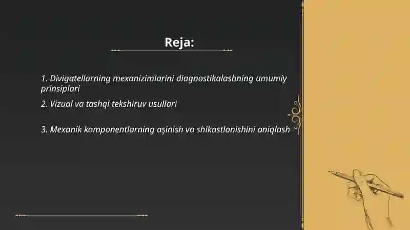 Divigatellarning mexanizimlarini diagnostikalash 2