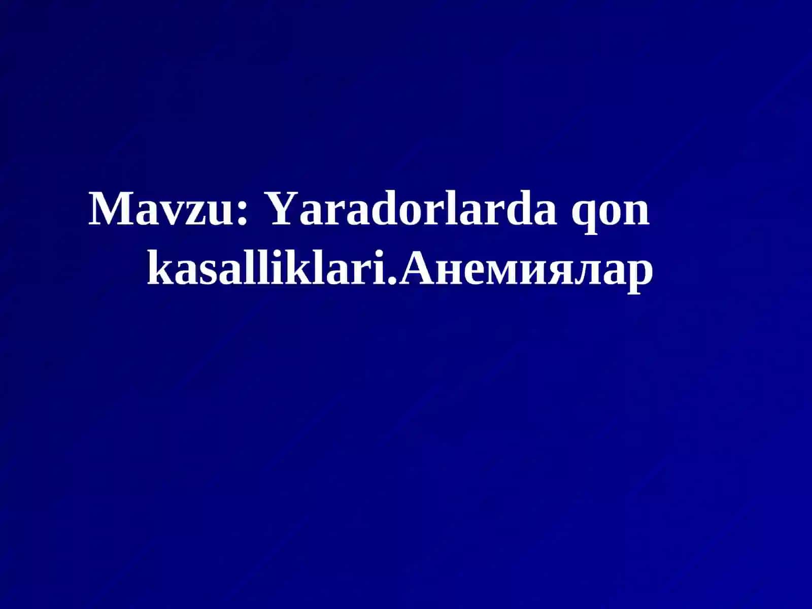 Rustamov Dilshodbekning harbiy dala terapiyasi fanidan tayyorlagan 2
