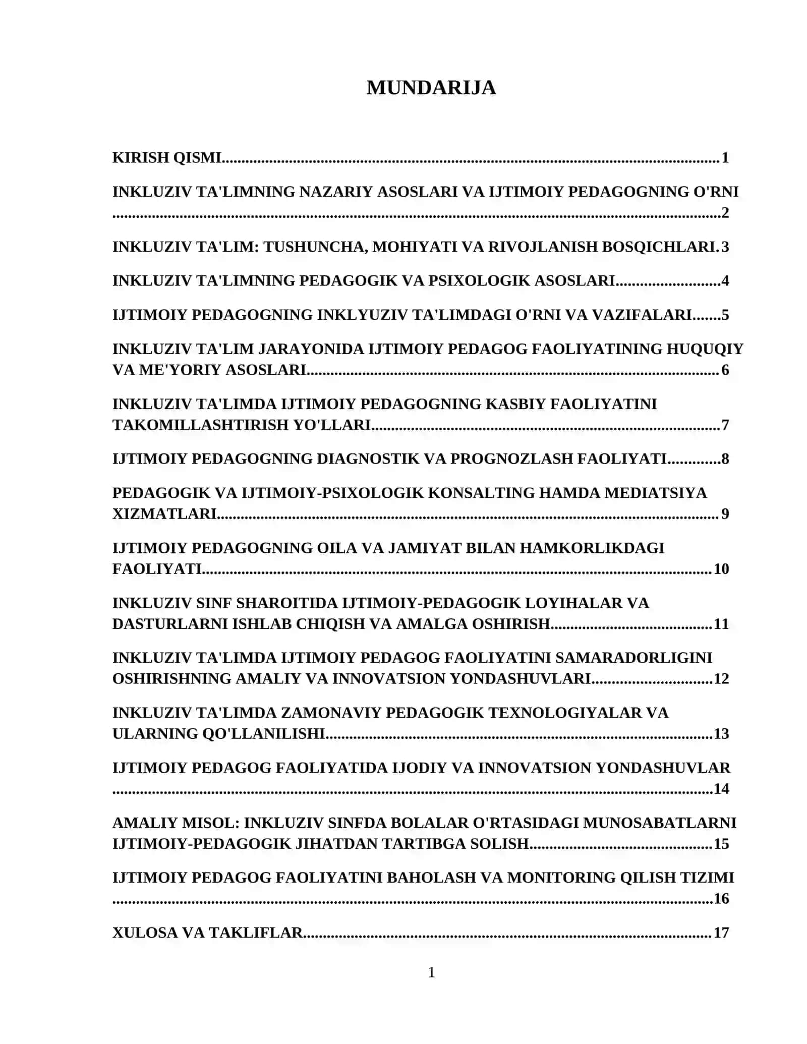 Inkluziv ta'limda ijtimoiy pedagog faoliyati. 2