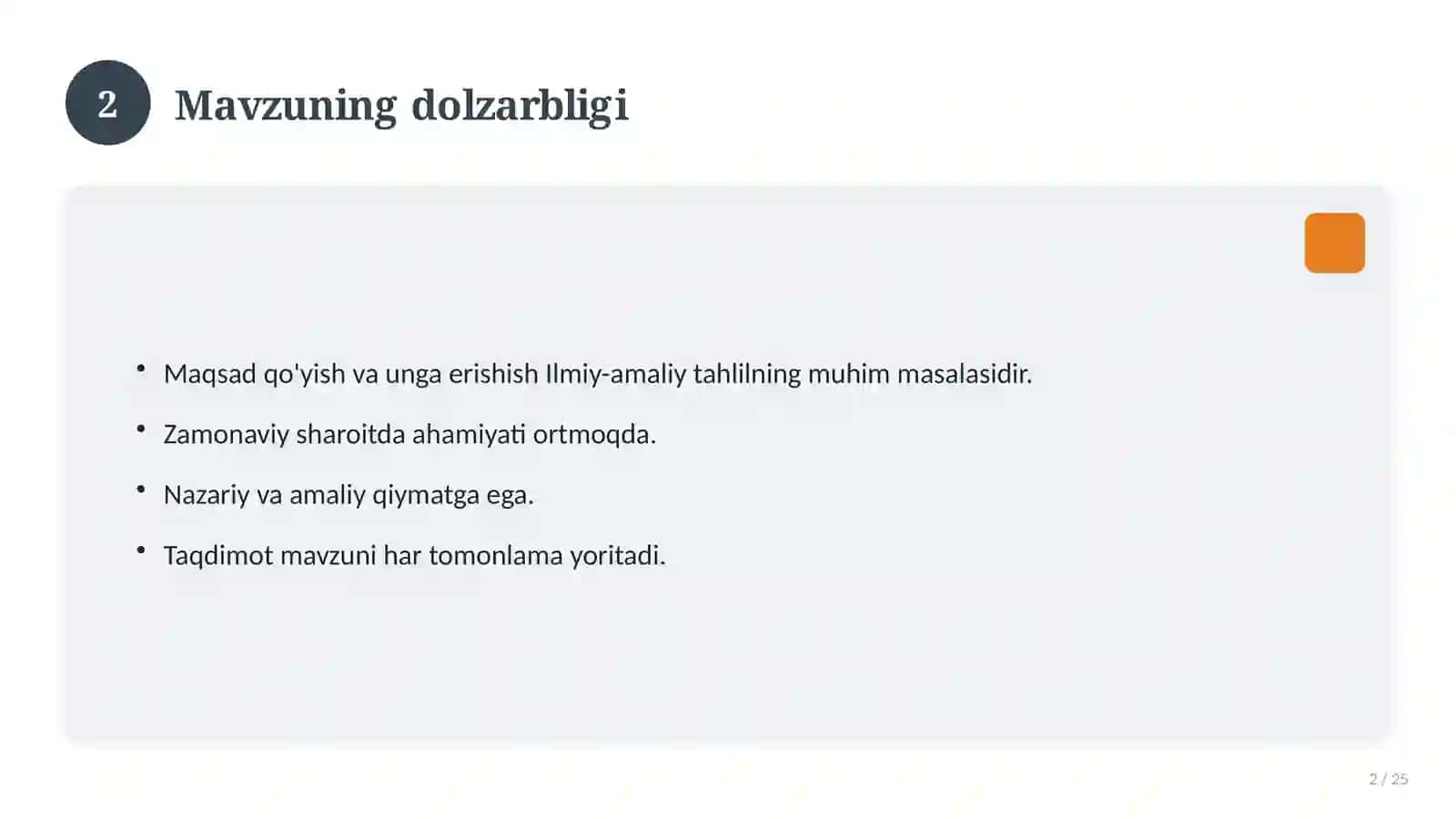 Maqsad qo'yish va unga erishish 2