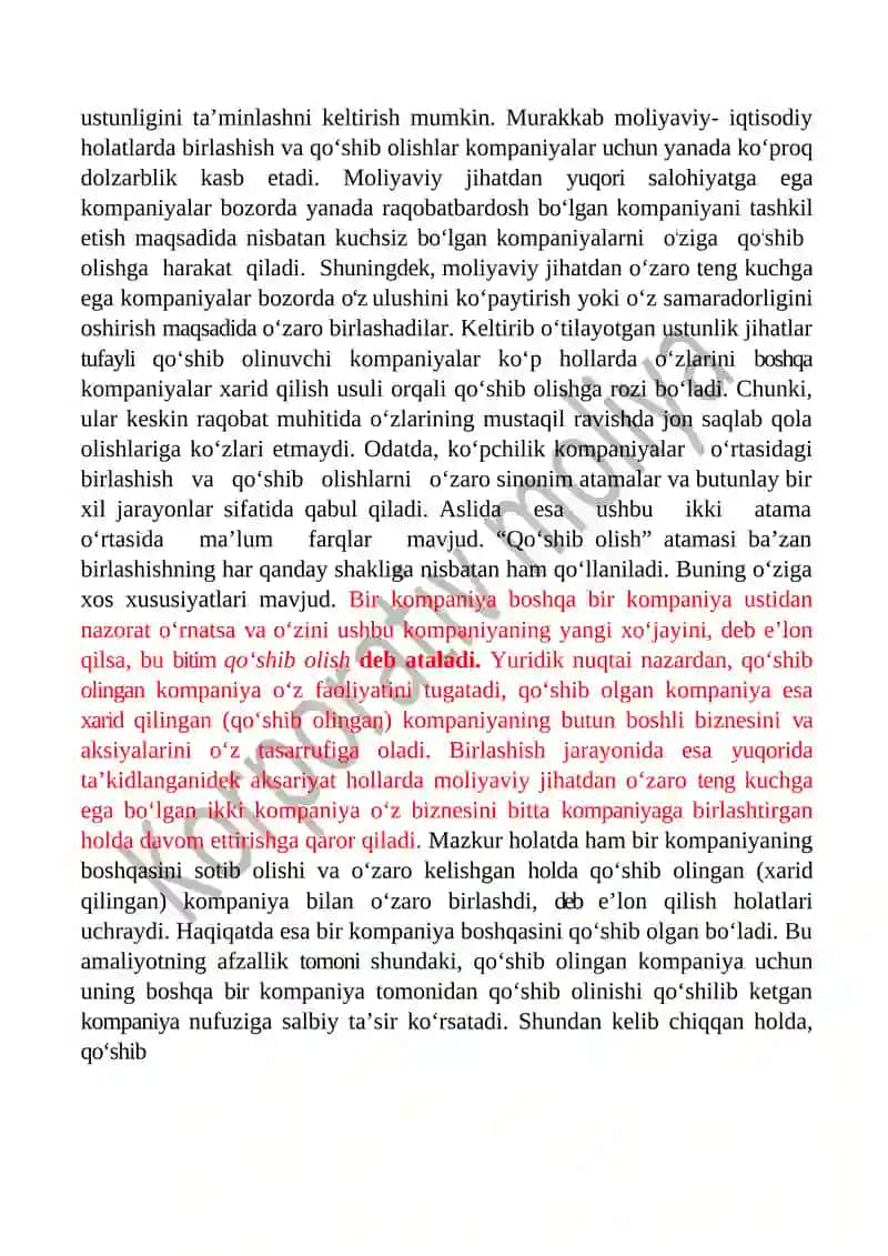 KORPORATIV BIRLASHISHLAR VA QOʻSHIB OLISHLAR 2