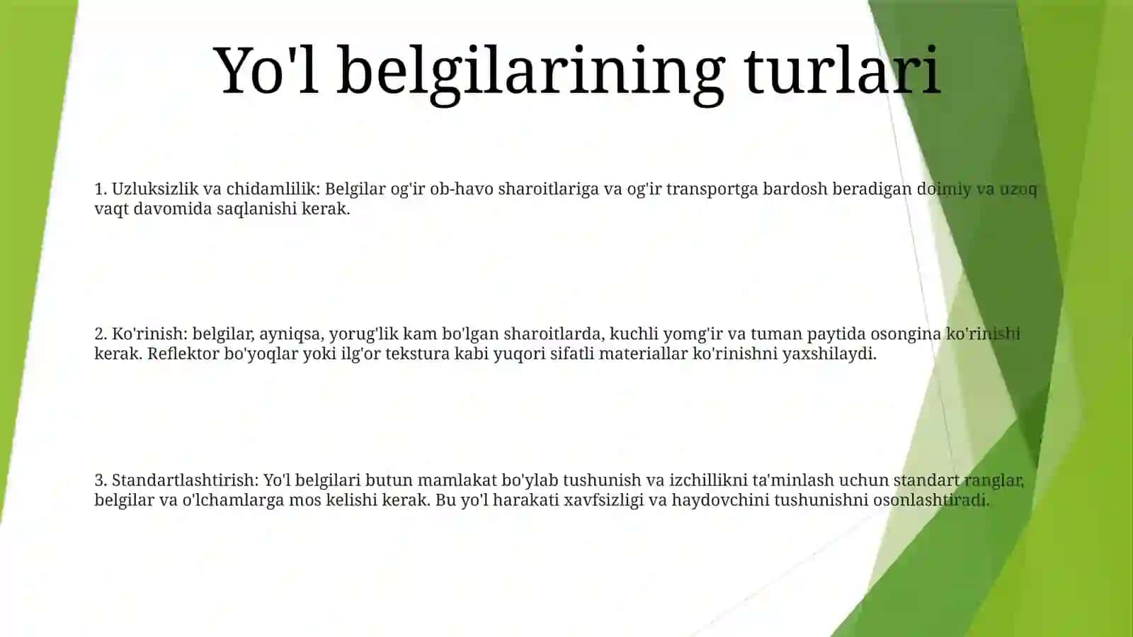 Yo‘L Belgi Chiziqlarini Tushurishga Qo‘YiladiganUmumiyTalablar 2