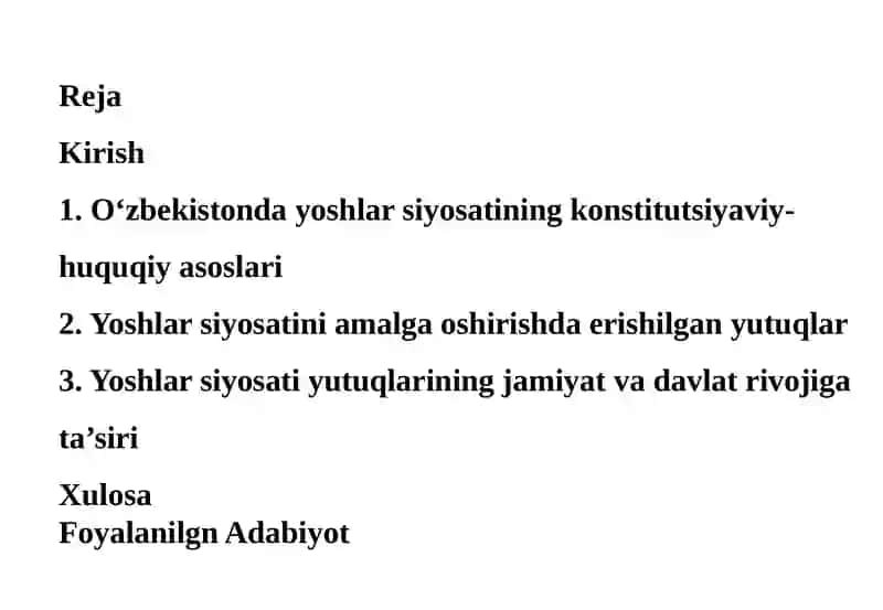 O‘zbekistonda yoshlar siyosati sohasidagi yutuqlar 2