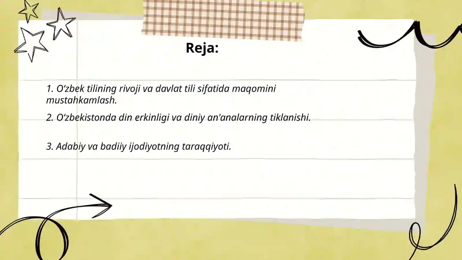 Mustaqillik yillarida oʻzbekistonda manaviy va madaniy taraqqiyot 2