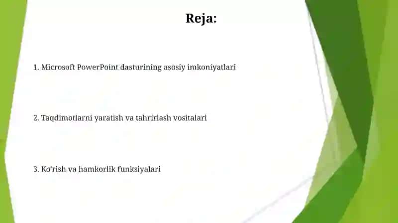 MS Power Point dasturining imkoniyatlari 2