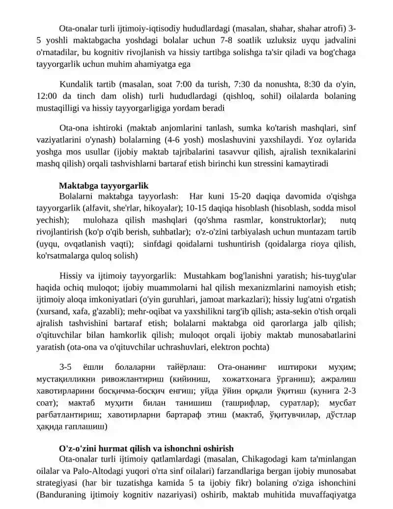 Bolalarning maktabga psixologik tayyorgarligining rivojlantirishda ota onalarning rõli 2