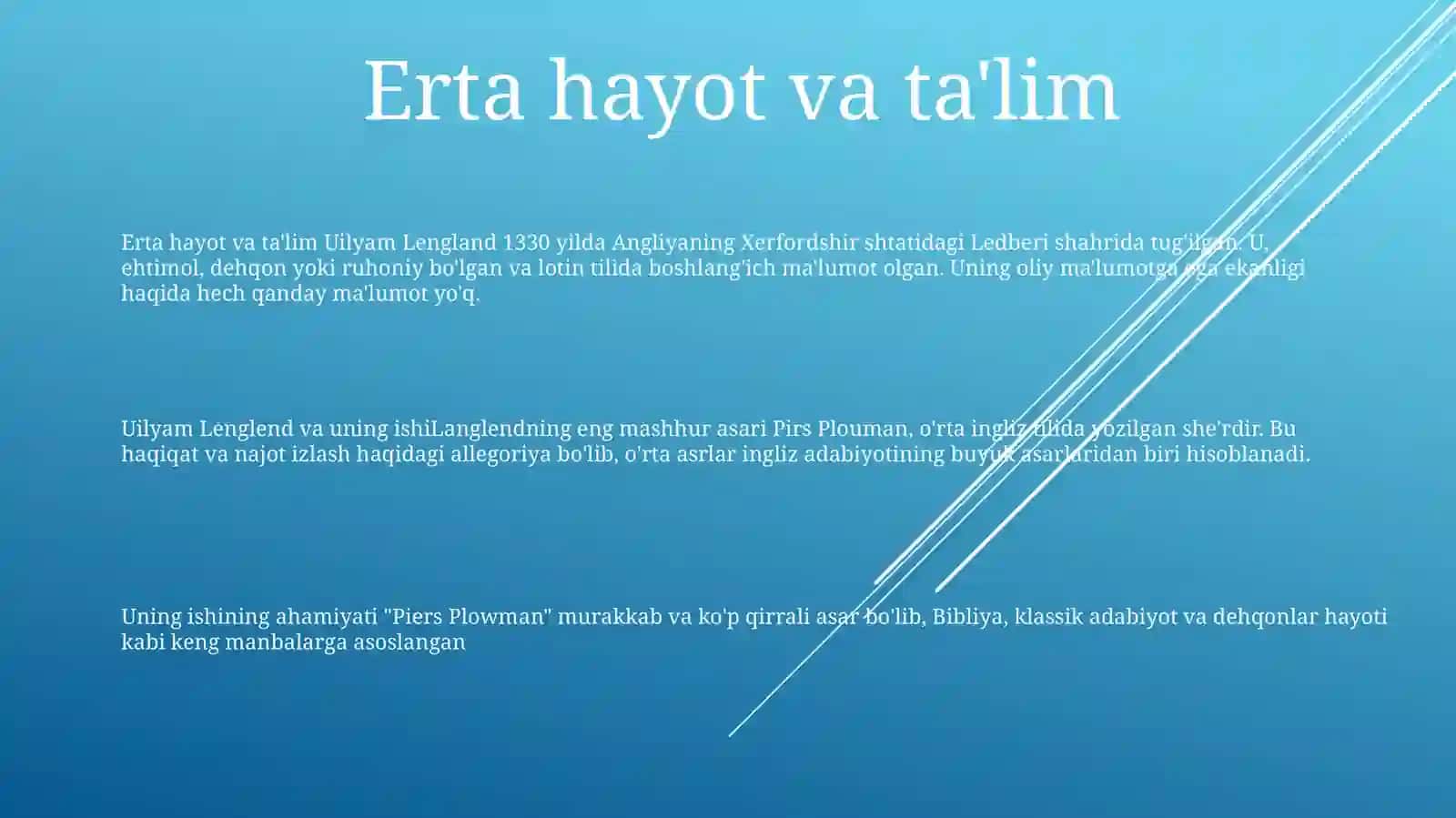 Uilyam Lengland va uning ishi 2