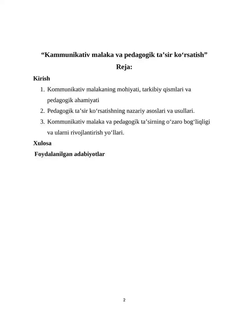 Kommunikativ malaka va pedagogik ta’sir ko‘rsatish 2