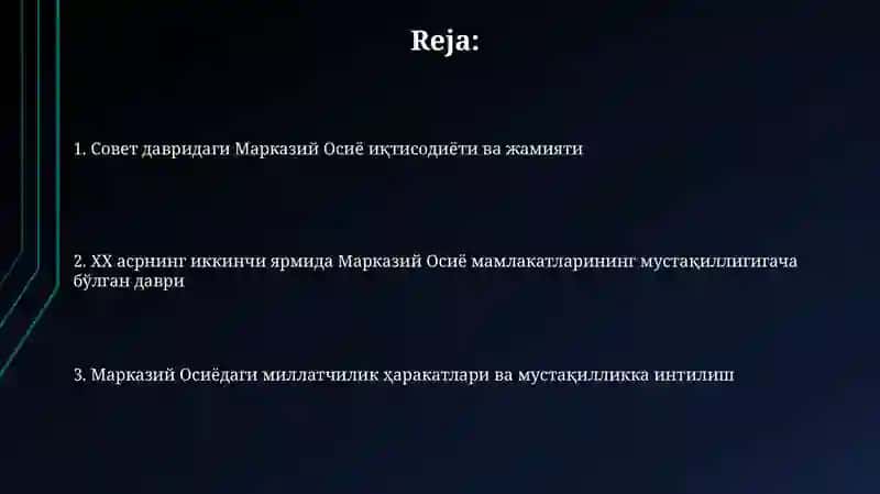Марказий Осиё иқтисодиёти ва жамияти 2