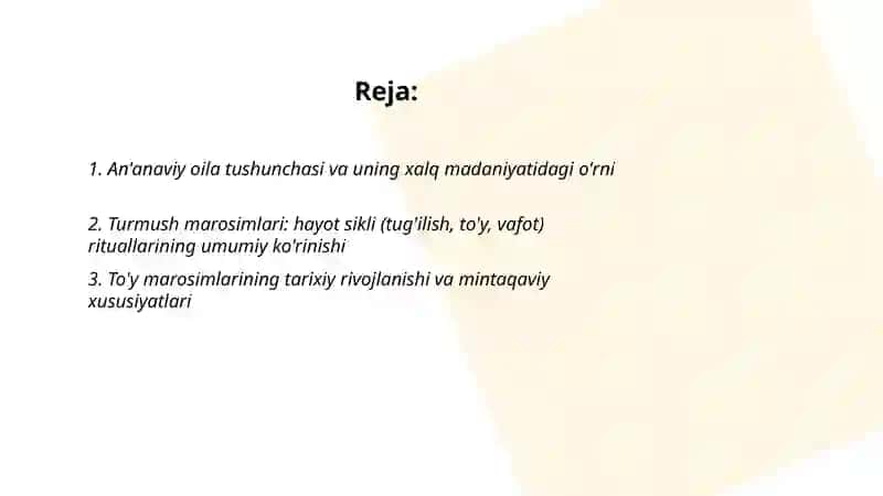 An'anaviy oila -turmush marosimlari - xalg madaniyatining fenomeni 2