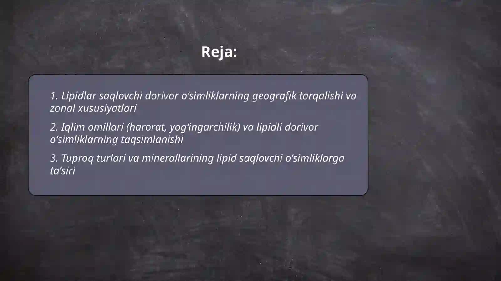 Lipidlar saqlovchi dorivor oʻsimliklarni tabiatda tarqalishini oʻrganish 2