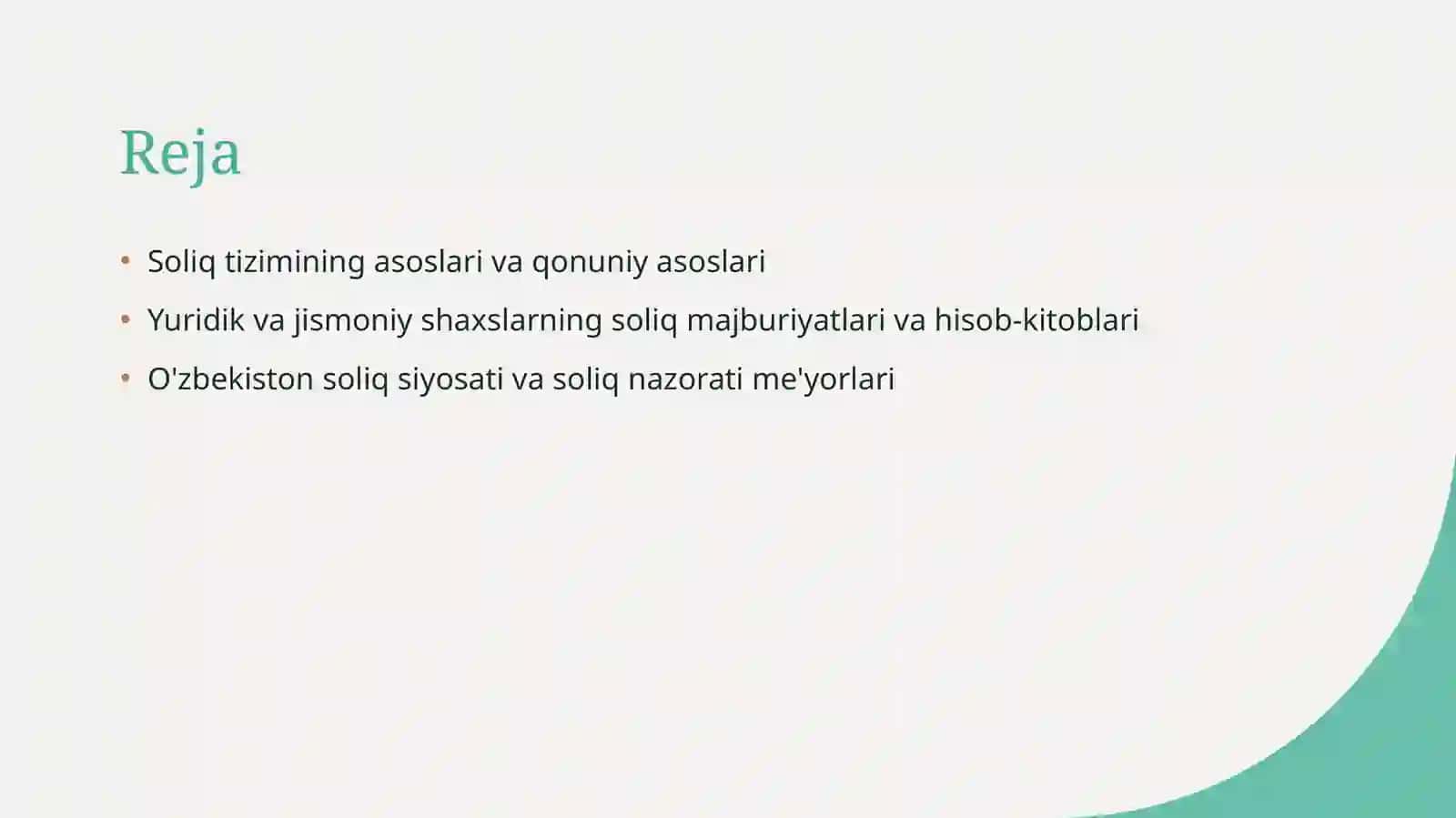 Yuridik va jismoniy shaxslarni soliqqa tortish asoslari 2