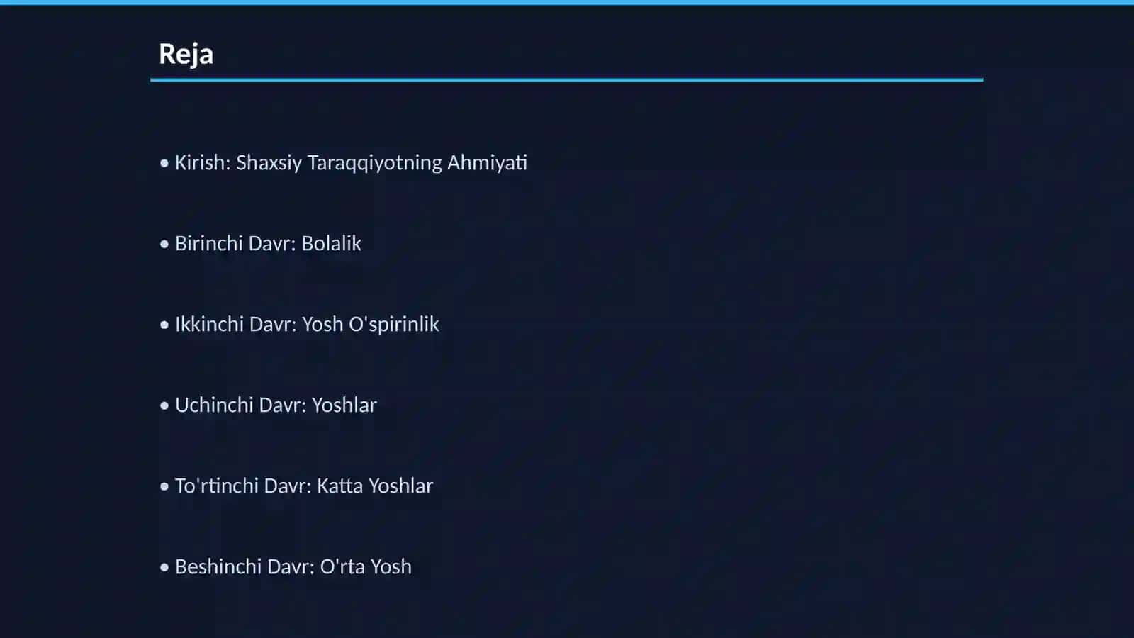 Shaxs Taraqqiyotini Davrlarga Bo'lish 2