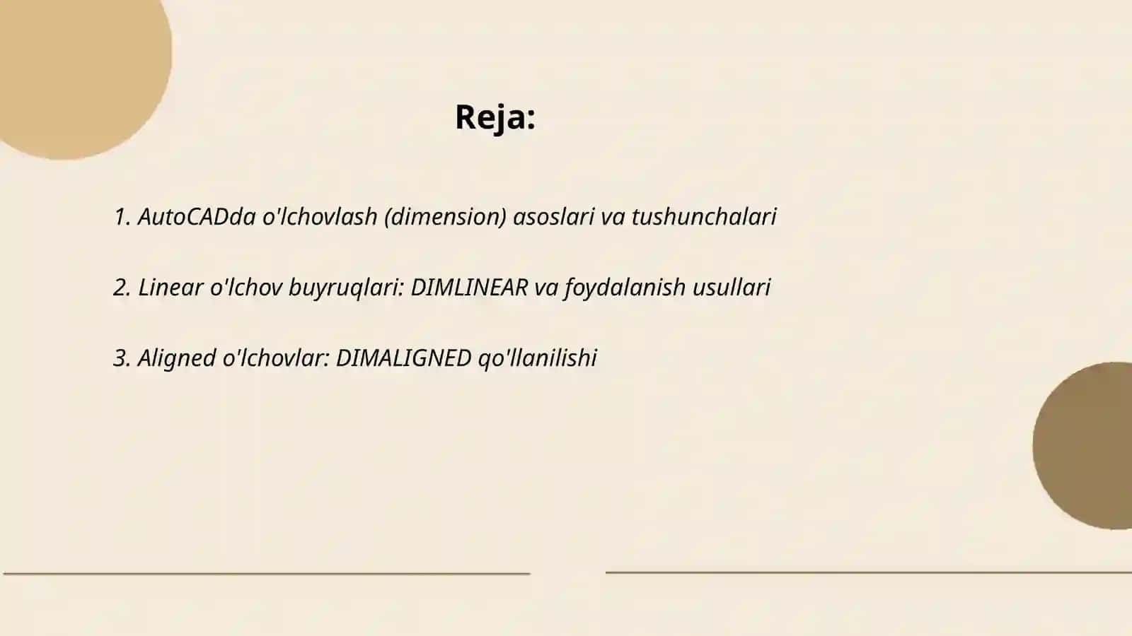 AutoCAD Dimension buyruqlari va Dimstyle yaratish 2