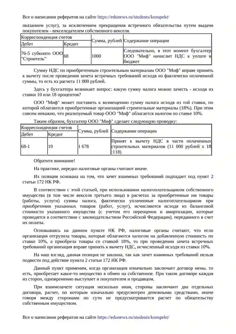 Налогообложение взаимозачетных операций 2
