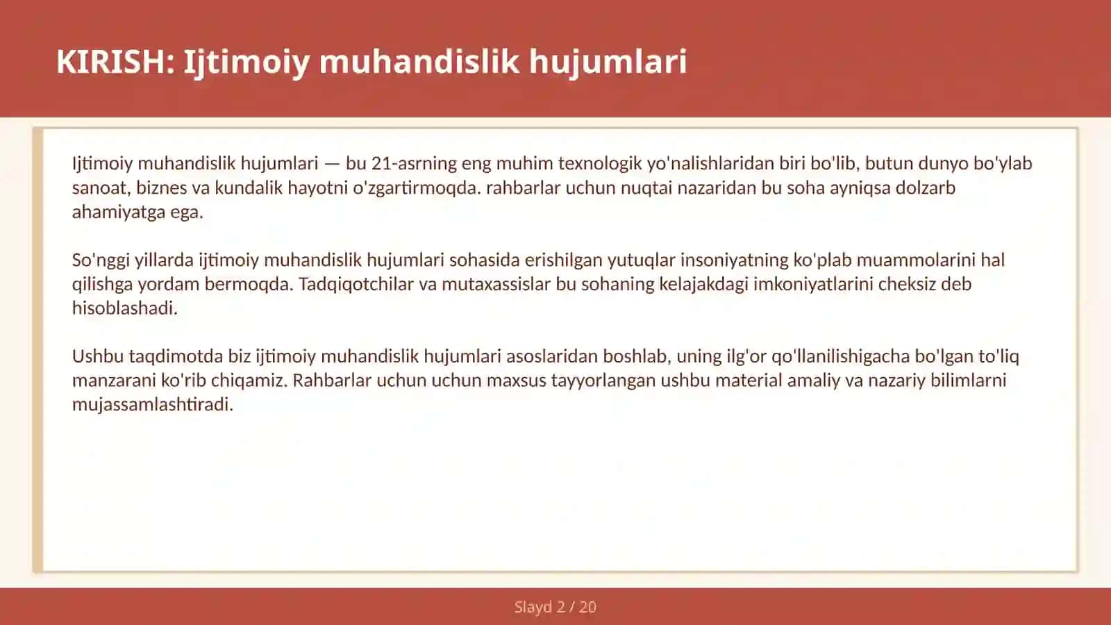 IJTIMOIY MUHANDISLIK HUJUMLARI 2