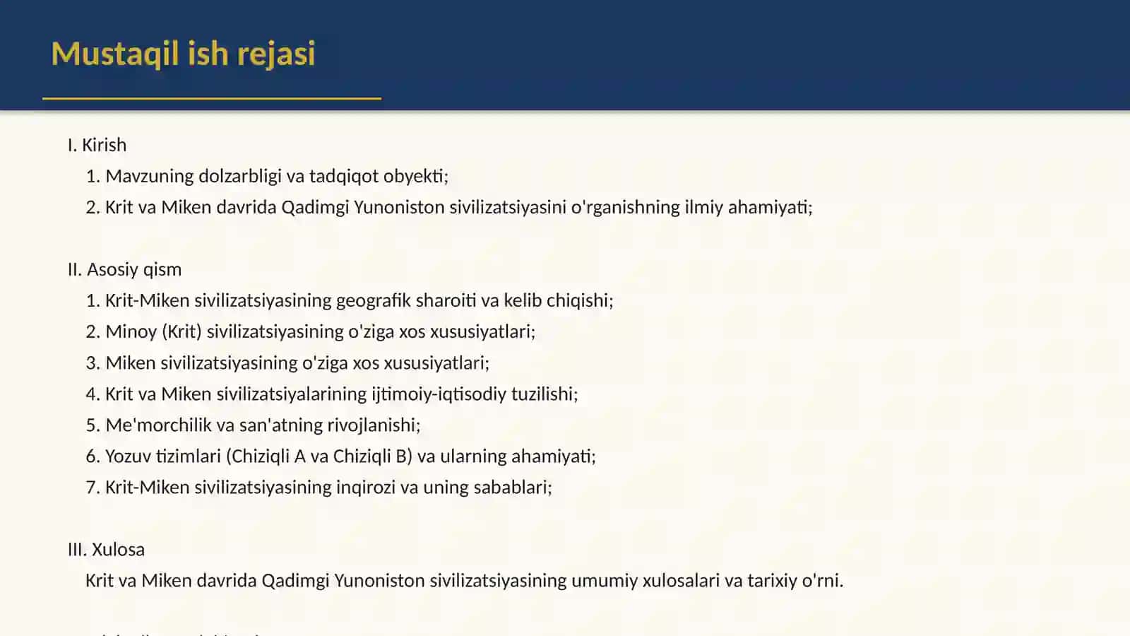 Krit va Miken davrida Qadimgi Yunoniston sivilizatsiyasining o'ziga xos xususiyatlari 2