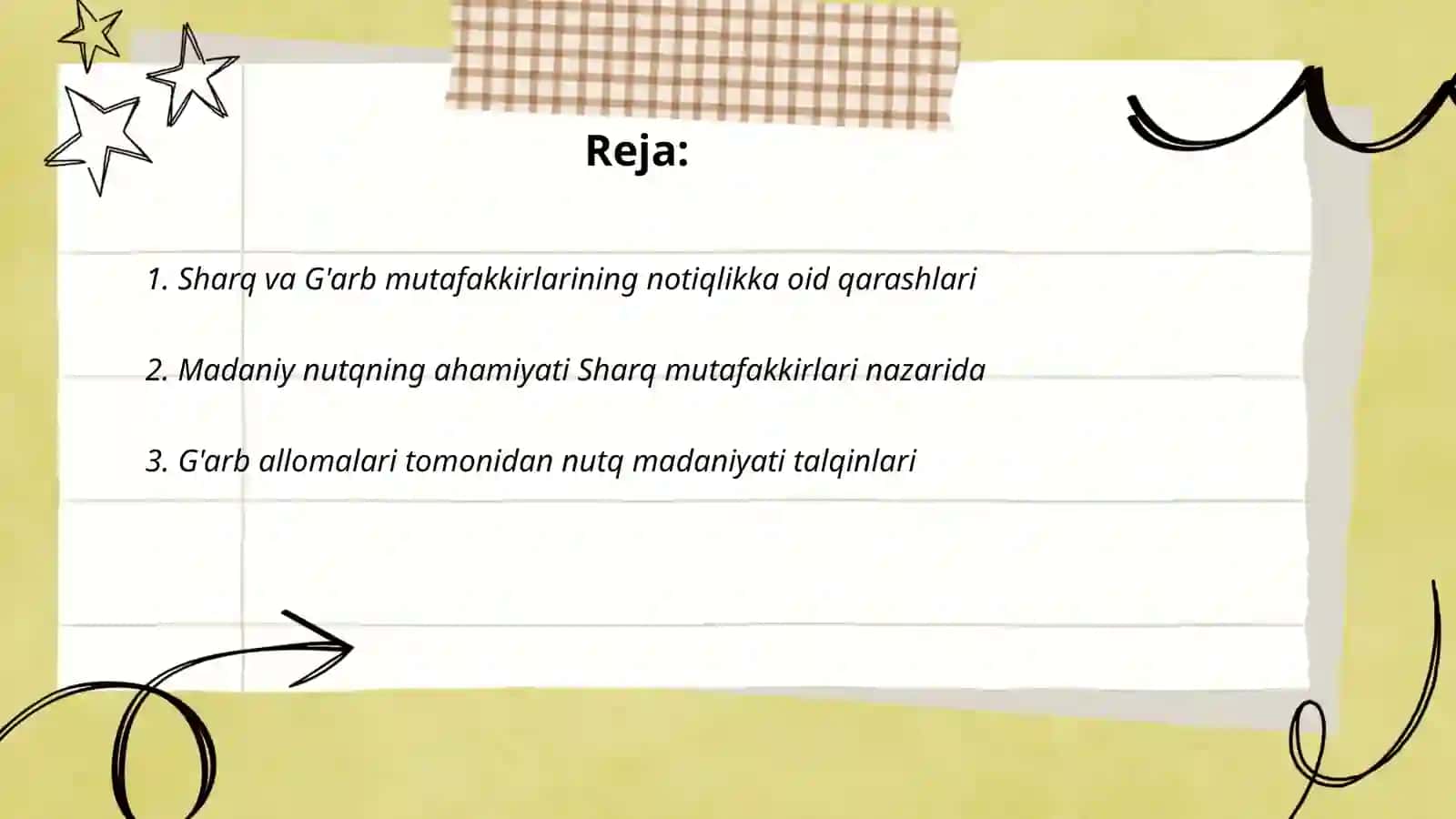 Allomalar. Sharq va G'arb mutafakkirlarining notiqlik xususida madaniy nutq haqida 2