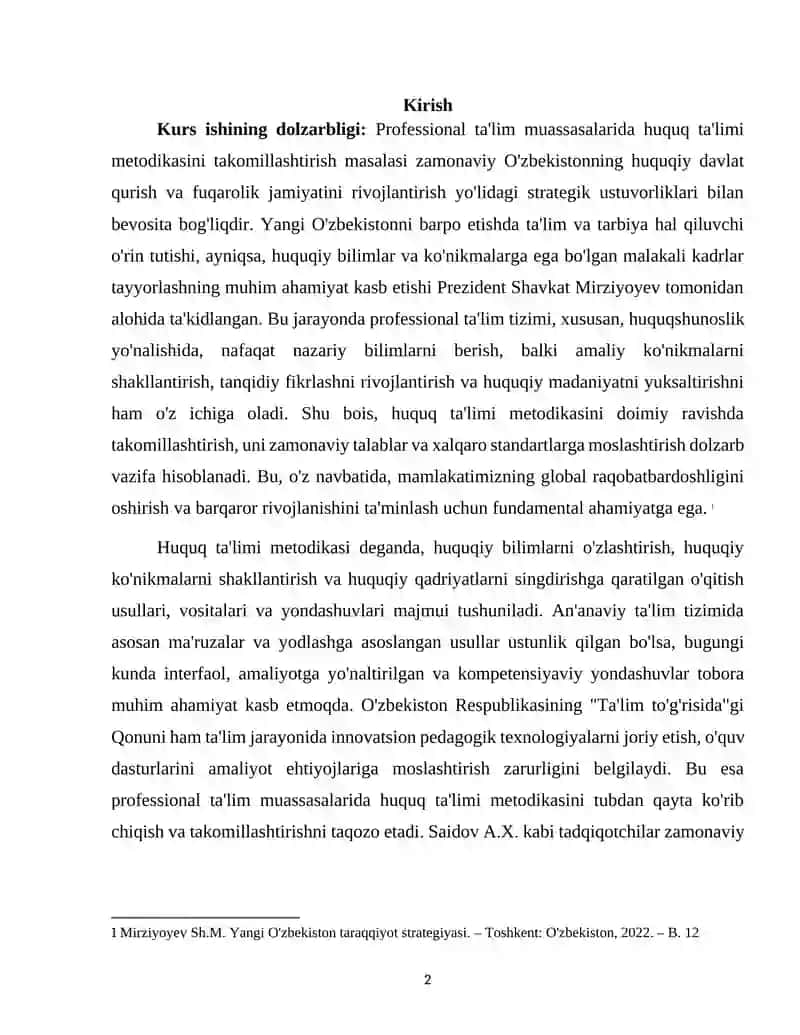 Professional ta'lim muassasalarida huquq ta'limi metodikasini takomillashtirish yo'llari 2