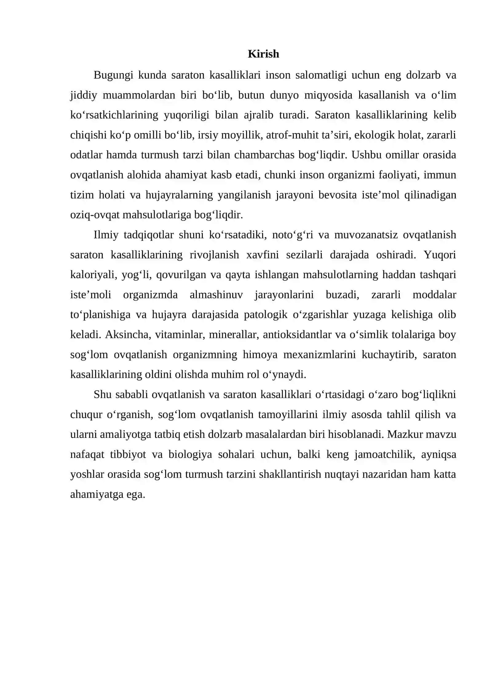 OVQATLANISH VA SARATON KASALLIKLARI 2