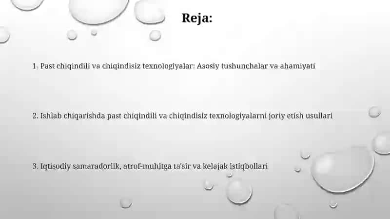 Past chiqindili va chiqindisiz texnologiyalar 2