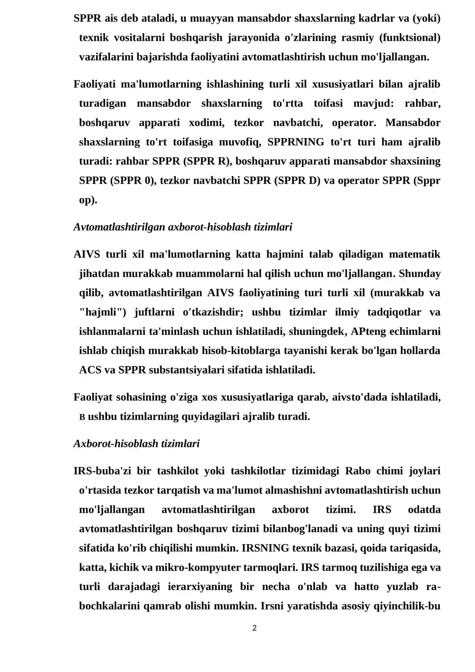 Avtomatlashtirilgan axborot tizimlari 2