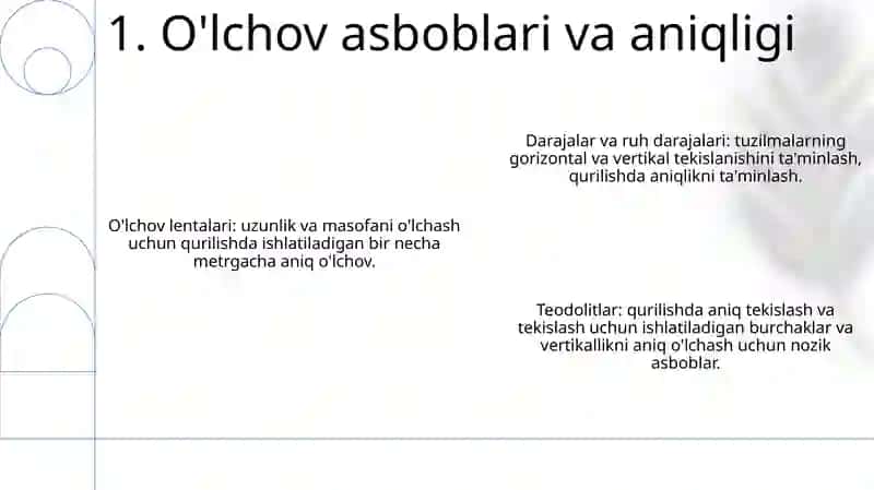 Qurulishdagi O‘Lchash Vositalari 2