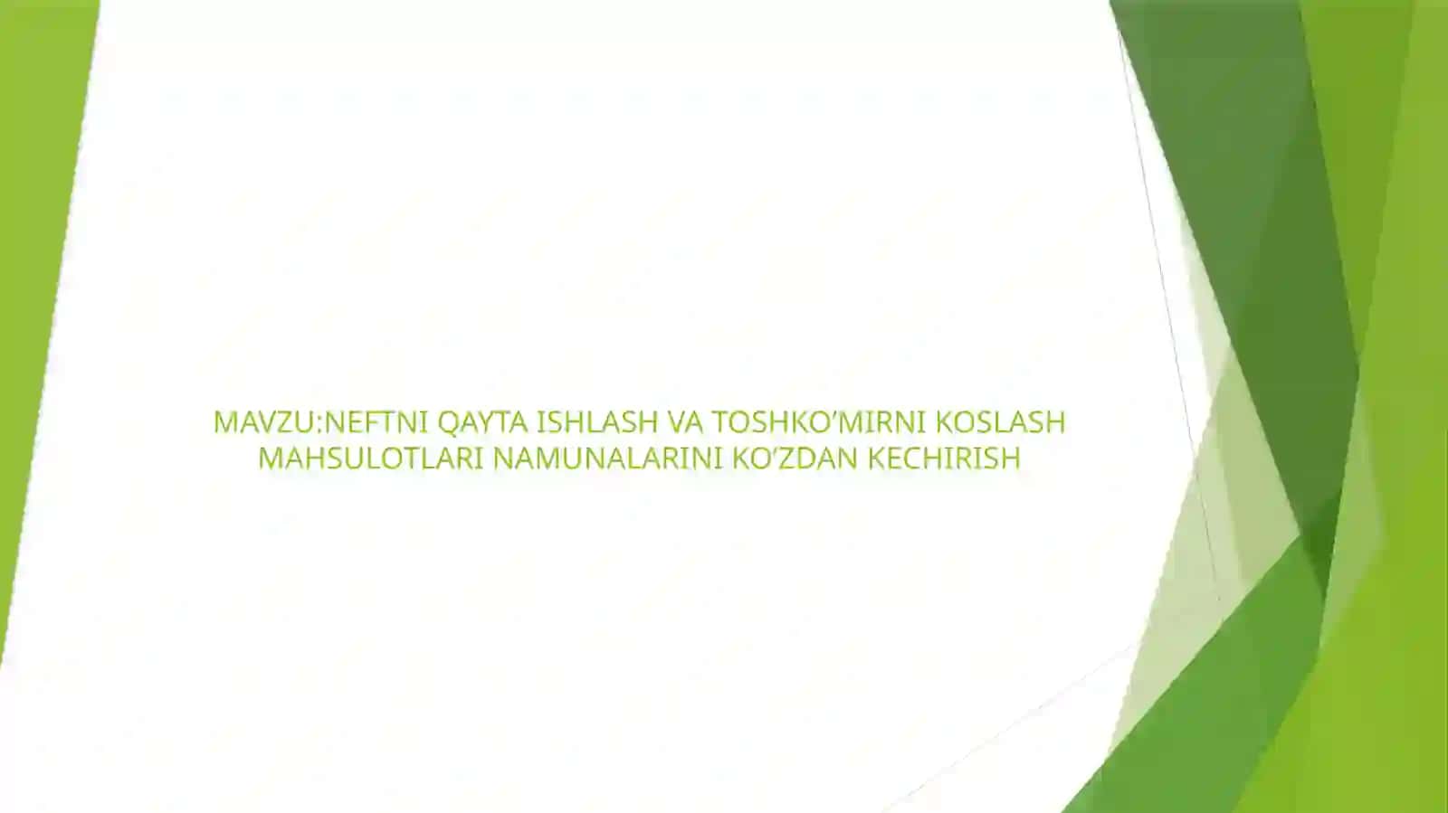 NEFT VA GAZ KIMYOSI HASANOV SAMARIDDINNING NEFT-GAZSANOATIDA TO’YINMAGAN UGLEVODORODLARFANIDAN TAYYORLAGAN TAQDIMOTI2025-YIL 2