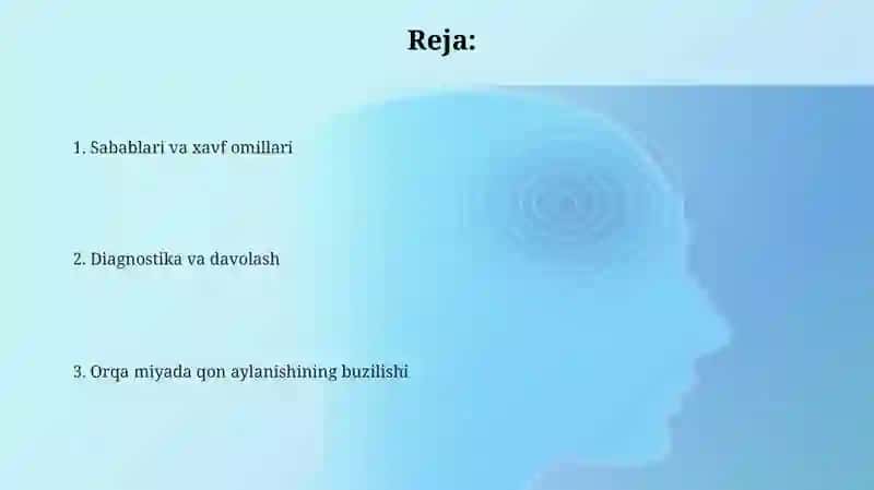 Orqa miyada qon aylanishining buzilishi 2