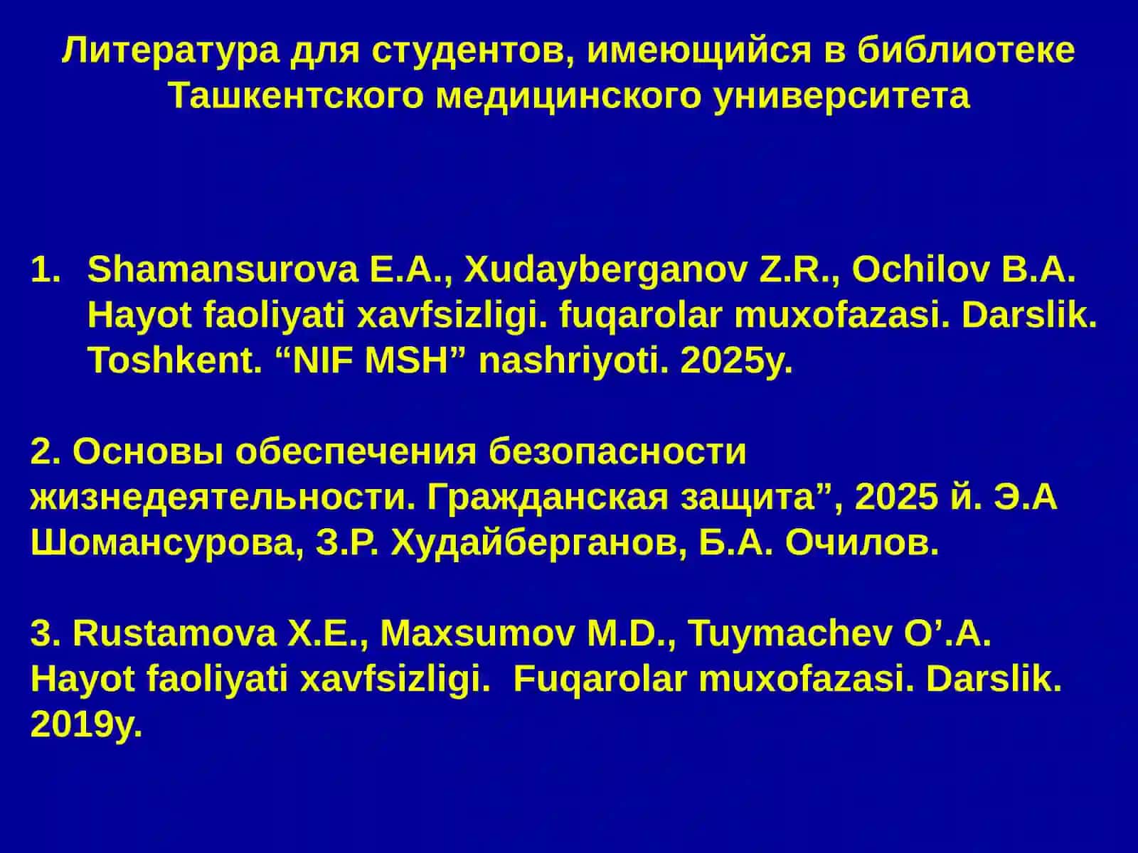 Hayot faoliyati xavfsizligi. fuqarolar muxofazasi 2