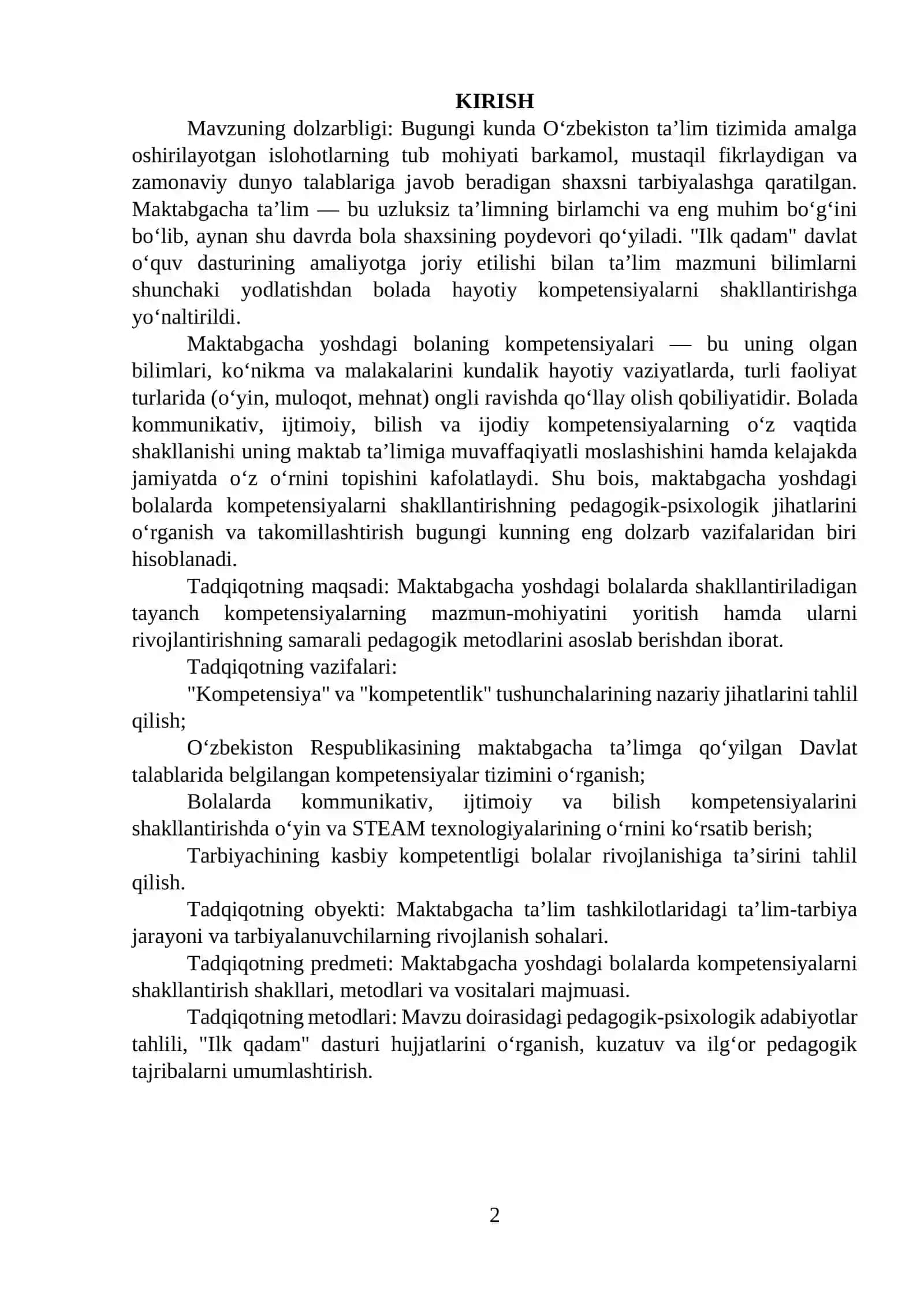 MAKTABGACHA YOSHDAGI BOLANING KOMPETENSIYALARI 2