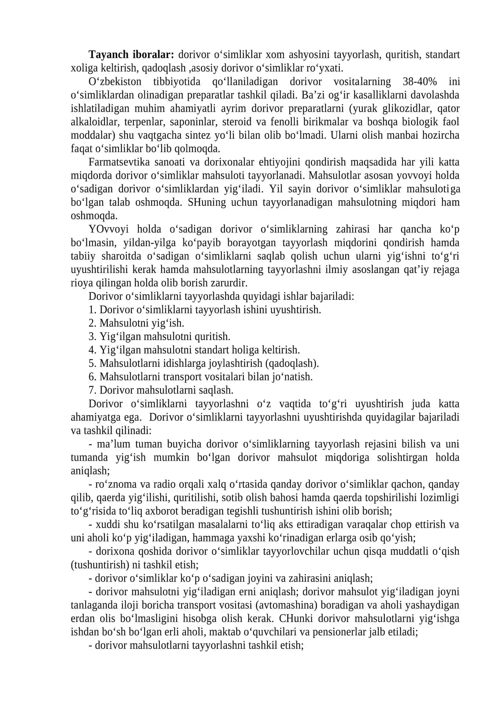 Dorivor o‘simliklar xom ashyosini tayyorlash asoslari 2