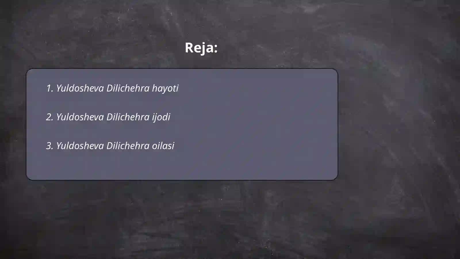 Yuldosheva Dilichehra 2