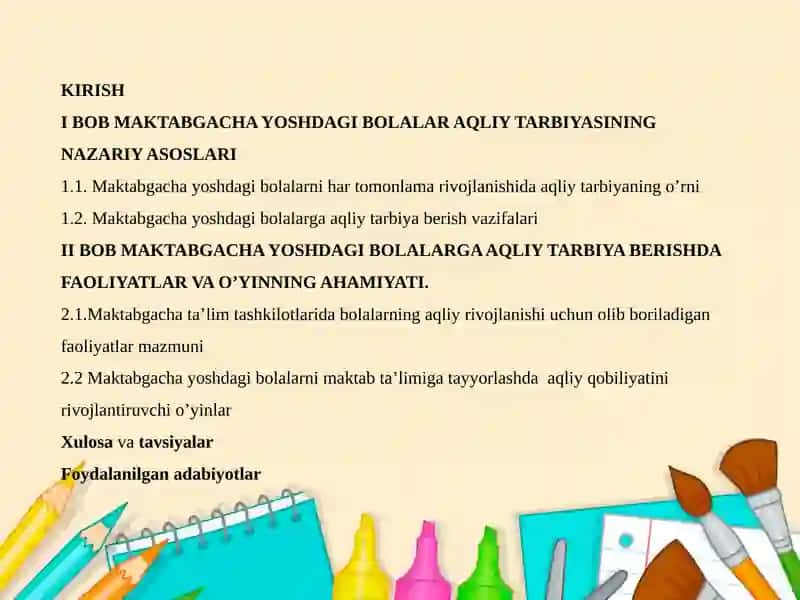 MAKTABGACHA YOSHDAGI BOLALARDA TA'LIM BERISHDA AQLIY TARBIYANING VAZIFALARI 2