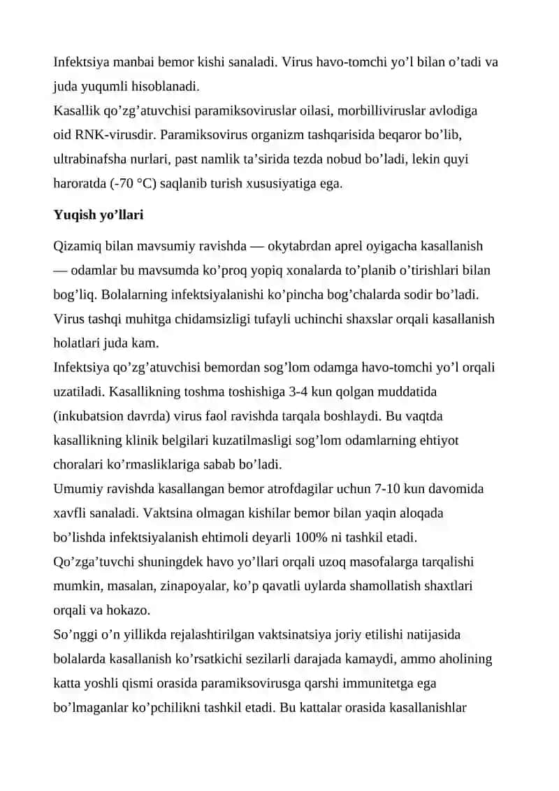 Qizamiq Kasalligini Oldini Olish 2