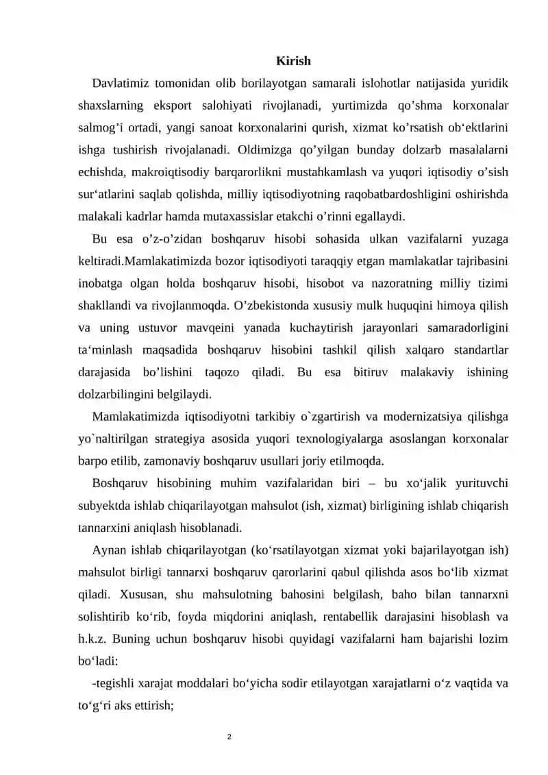 Boshqaruv hisobida jarayonli kalkulyatsiya qilish usuli 2